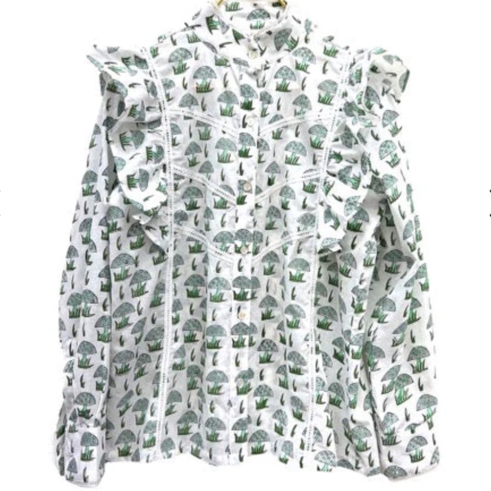SLV Sur la Vague shroom long sleeve blouse New! One size
